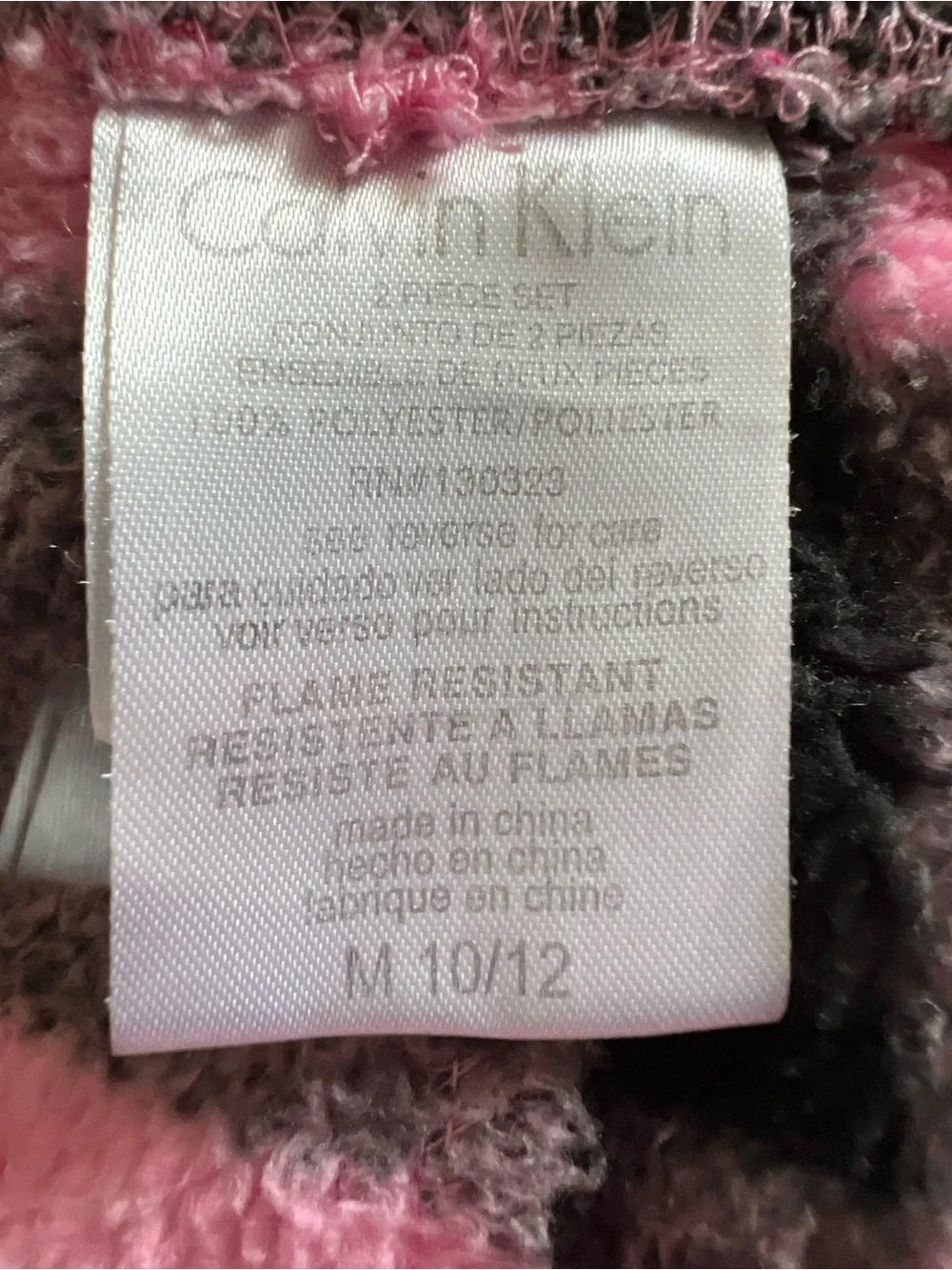 Calvin Klein Pink and Black Check Plush Pajama Pants